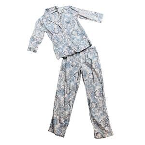 Lauren Ralph Lauren Pajama Set Womens PXS Petite Blue Paisley 2 Pc Sleepwear
